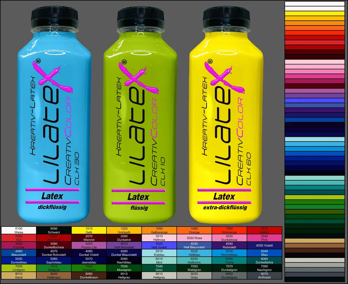 500 ml Lilatex farbiges Creativ-Latex dickflüssig Flüssiglatex/Farblatex/Latexmilch/Naturlatex (schwarz)