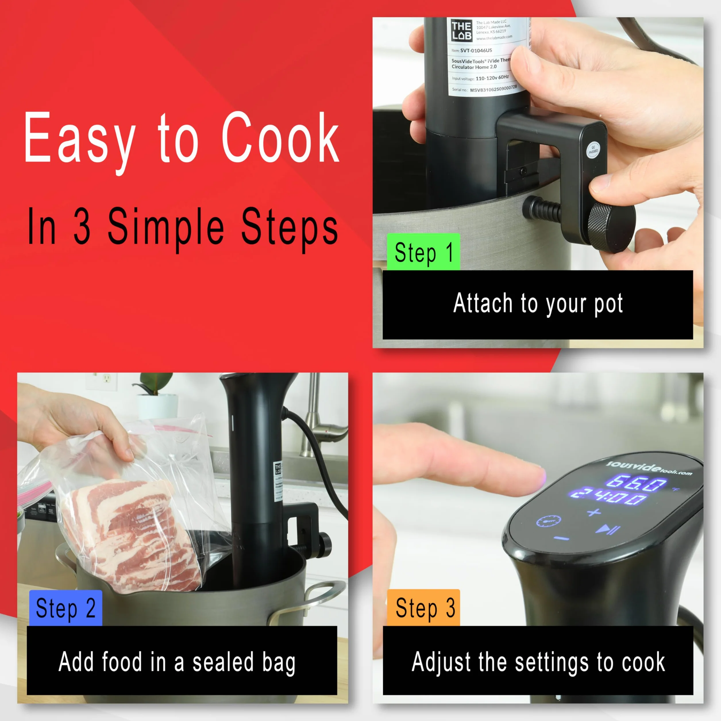 2.0 WiFi Sous Vide Immersion Circulator 1200W | Sous Vide Machine with ±0.1°C Precision Temperature Control – 600+ Guided Recipes – 42dB Quiet Operation – 30L Capacity