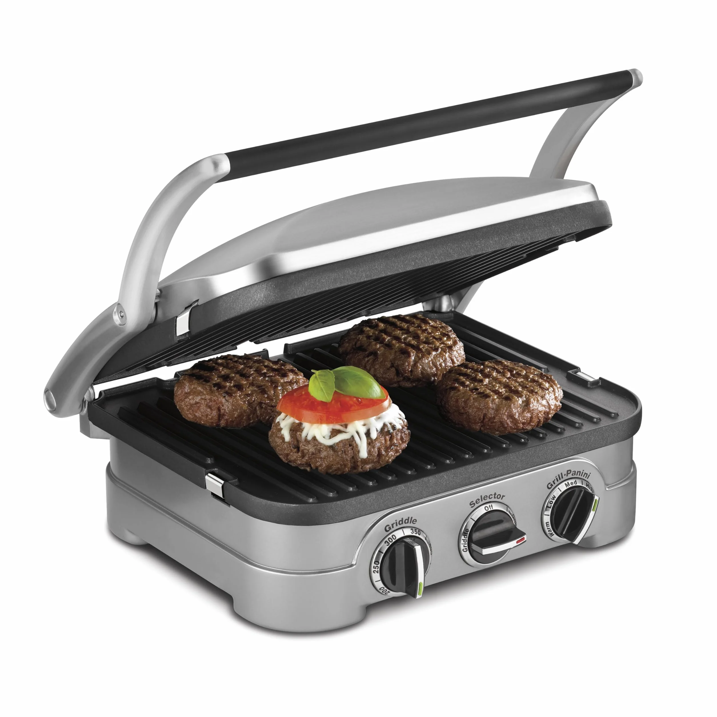 Cuisinart Panini Press and Grill, 1500W 5-in-1 Griddler, Dishwasher-Safe | Panini press, sandwich maker & indoor grill with reversible nonstick plates & dual heat control, GR-4NNAS