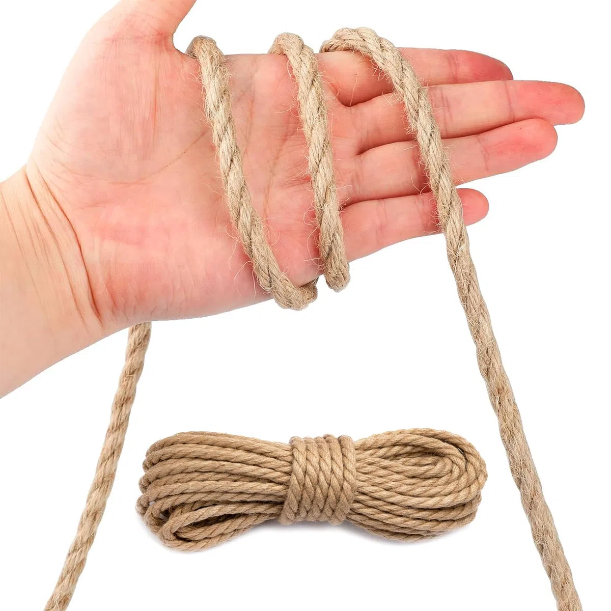 Juteseil 8mm x 25M - Starkes Naturfaser Hanfseil für Garten, DIY, Dekoration, Bündeln und Camping - Robuste Juteschnur, Kordel, Paketschnur, Juteband