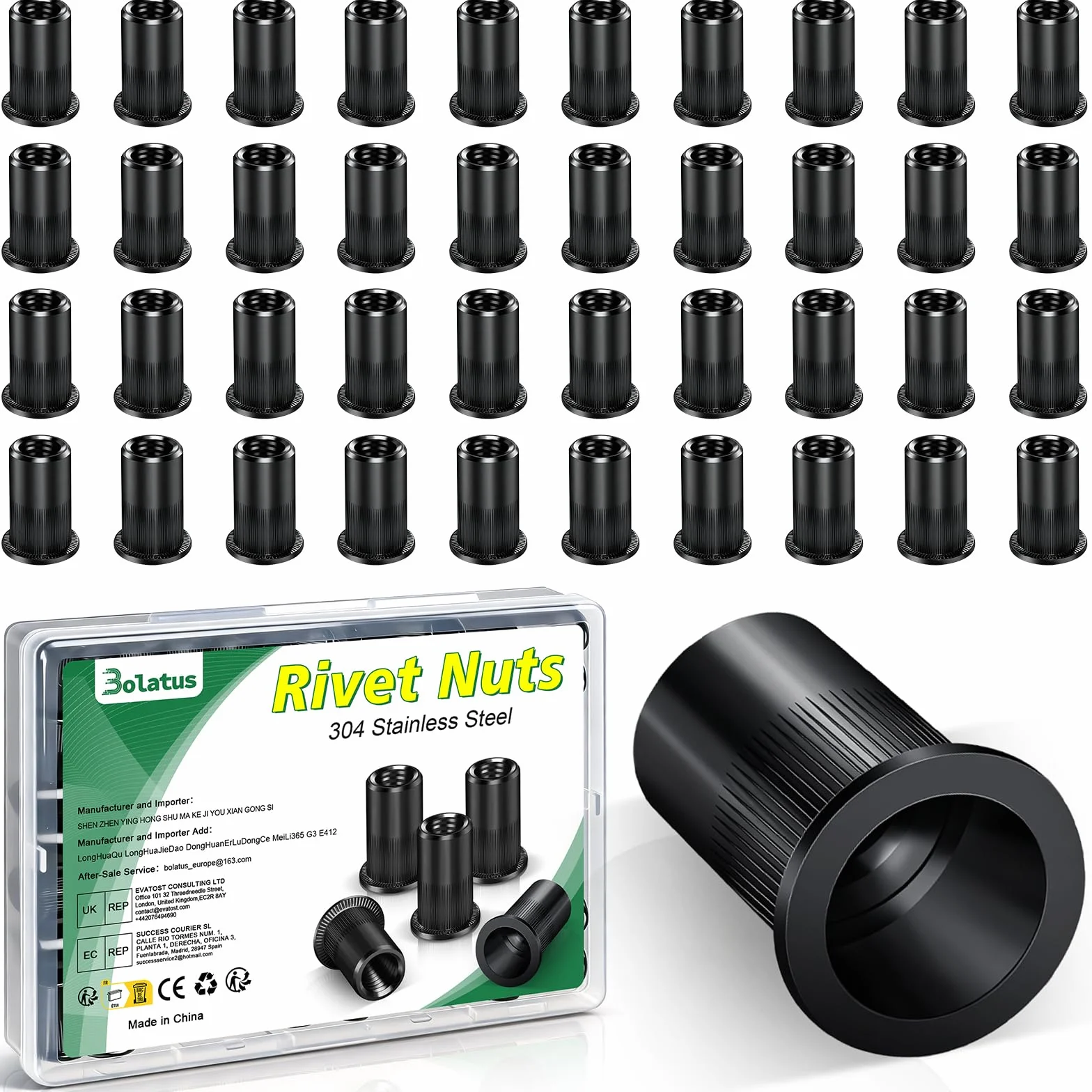50 Stück Nietmuttern M6, Bolatus 304 Edelstahl Blindnietmutter, Runde Flachkopf Gewinde Nietmuttern für Metall, Glasfaser, Kunststoff, Rohre usw