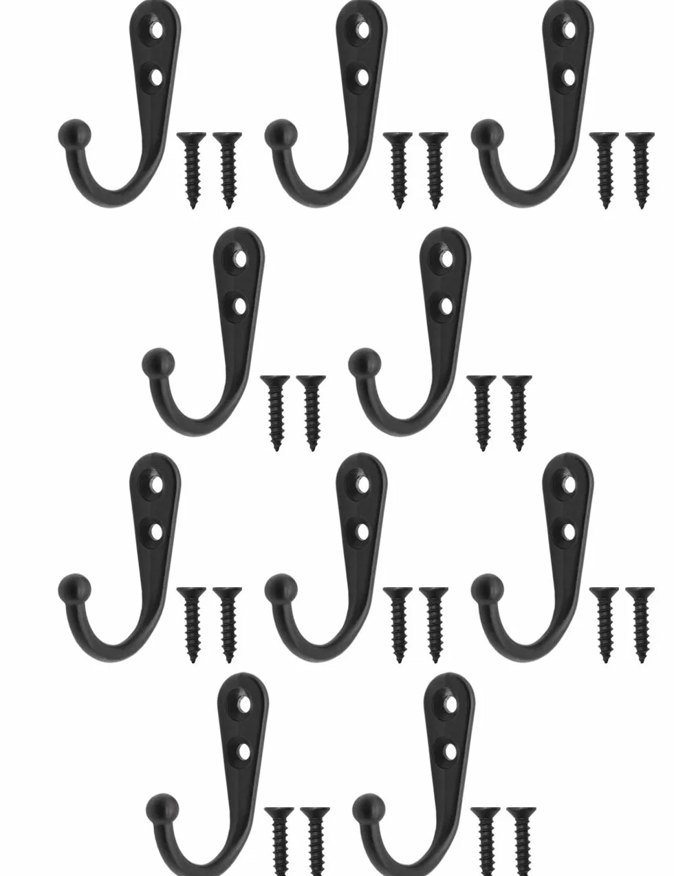 Fuxxer 10x Klassische Eisen-Haken für Garderobe, Handtücher, Deko, 42x26mm schwarz