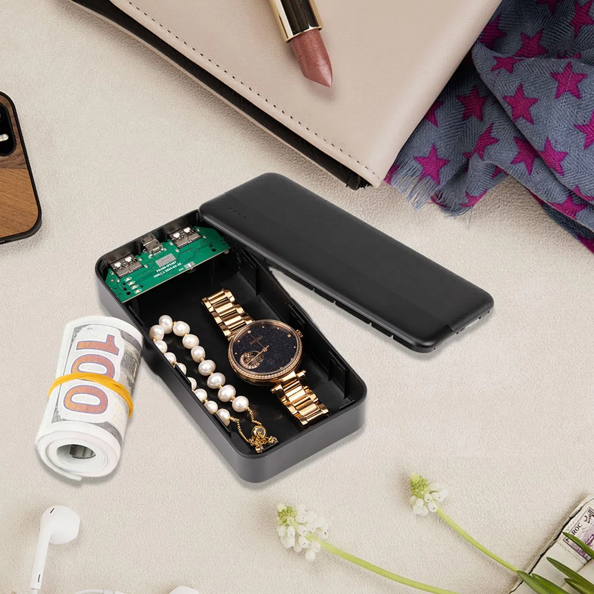 Geheimversteck - Versteck Für Wertsachen - Getarntes Versteck Als Powerbank Für Schmuck Schlüssel & Wertsachen