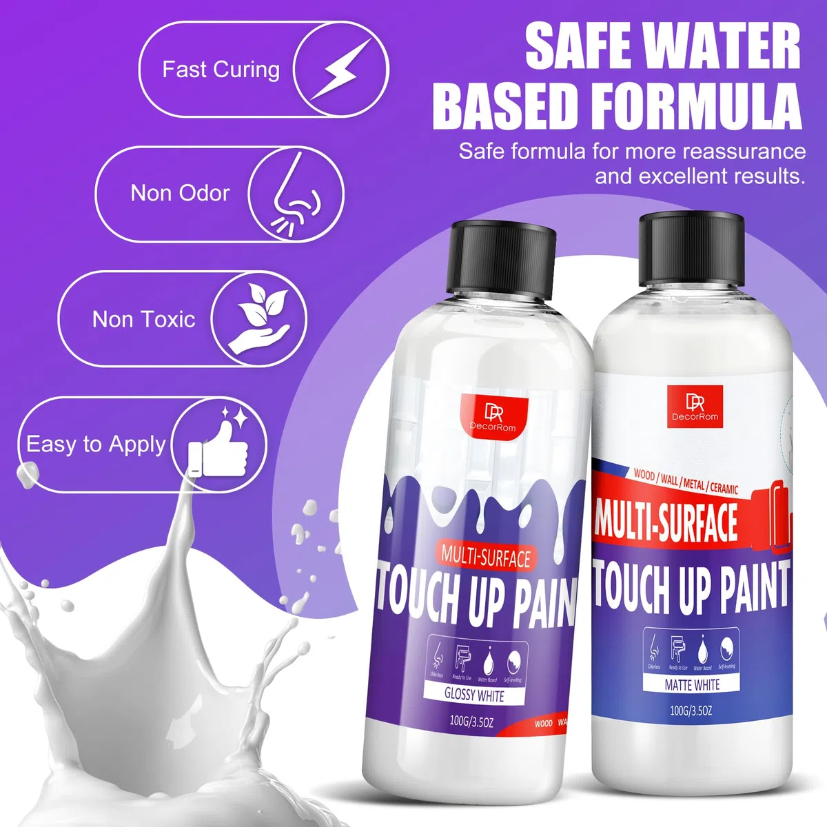 Emaille Reparatur Lack, 200ml Weiß Matt und Glänzend Badewannenlack- Schnell trocknend und Wasserfest, für Dellen abdecken, Fliesenreparatur, Waschbecken, Keramik im Badezimmer, Wände, Böden, Möbel
