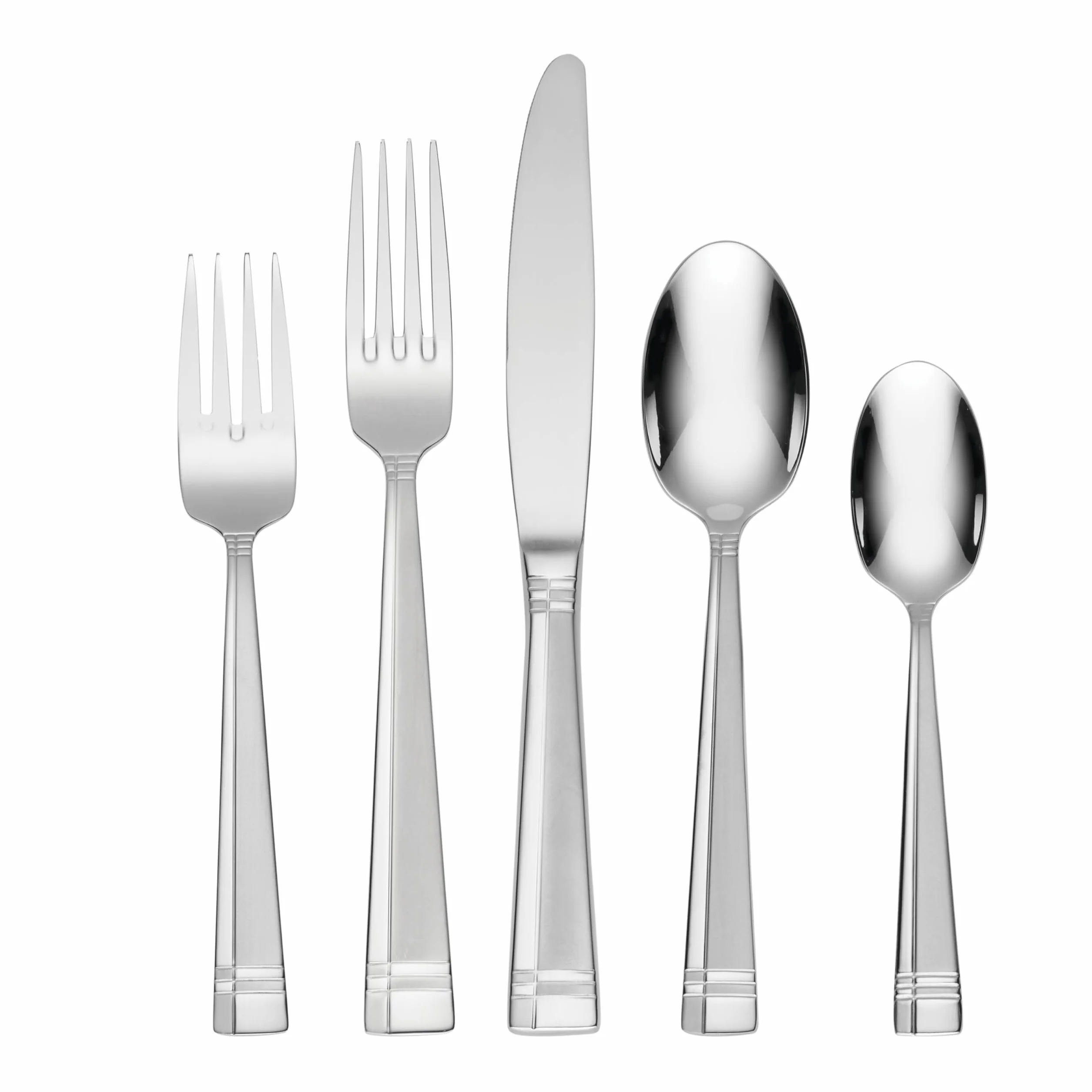 Oneida Amsterdam 45-Piece 18/0 Silverware Set for 8, Flatware | satin finish, dishwasher safe | includes serving spoons and utensil set | cutlery set, wedding silverware